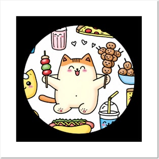 Funny Cat in Love with Fast Food Posters and Art